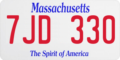 MA license plate 7JD330
