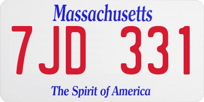MA license plate 7JD331