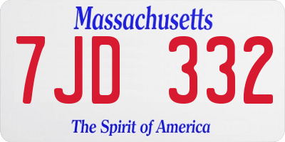 MA license plate 7JD332
