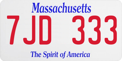 MA license plate 7JD333