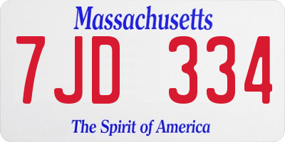 MA license plate 7JD334