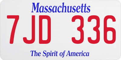 MA license plate 7JD336