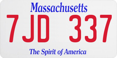 MA license plate 7JD337