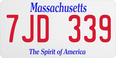 MA license plate 7JD339