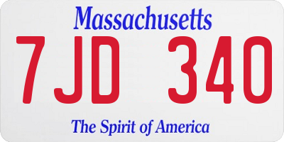 MA license plate 7JD340