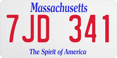 MA license plate 7JD341