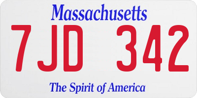 MA license plate 7JD342