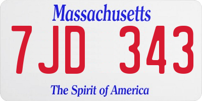 MA license plate 7JD343