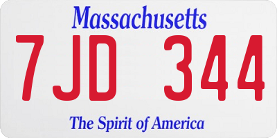 MA license plate 7JD344