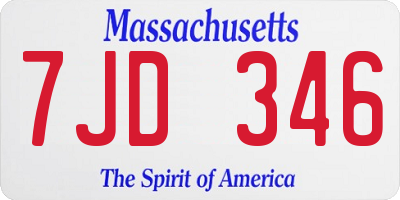 MA license plate 7JD346