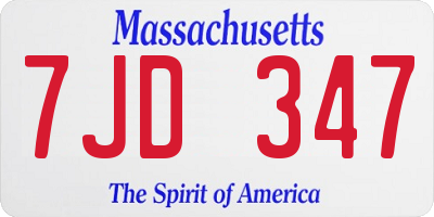 MA license plate 7JD347
