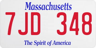 MA license plate 7JD348