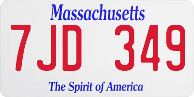 MA license plate 7JD349