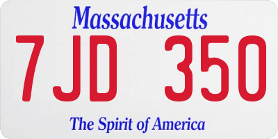 MA license plate 7JD350