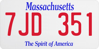 MA license plate 7JD351