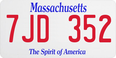 MA license plate 7JD352