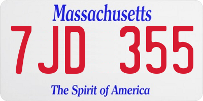 MA license plate 7JD355