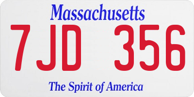 MA license plate 7JD356