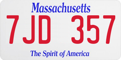 MA license plate 7JD357