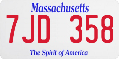 MA license plate 7JD358