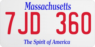 MA license plate 7JD360