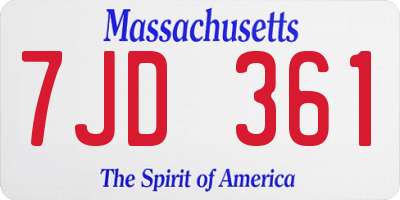 MA license plate 7JD361