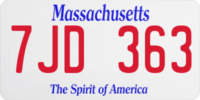 MA license plate 7JD363