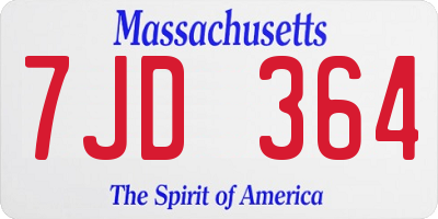 MA license plate 7JD364