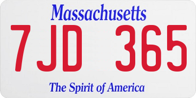 MA license plate 7JD365