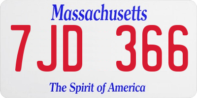 MA license plate 7JD366