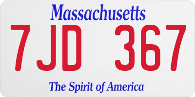 MA license plate 7JD367