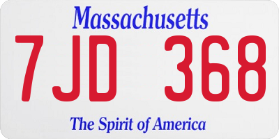 MA license plate 7JD368