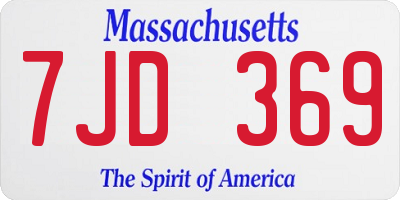 MA license plate 7JD369