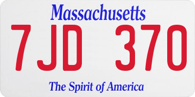 MA license plate 7JD370