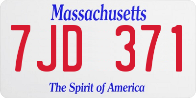 MA license plate 7JD371