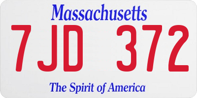 MA license plate 7JD372