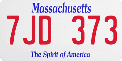 MA license plate 7JD373