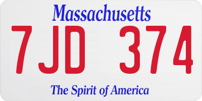MA license plate 7JD374