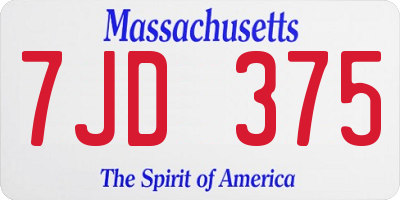 MA license plate 7JD375