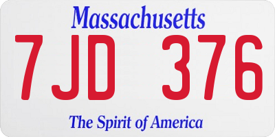 MA license plate 7JD376