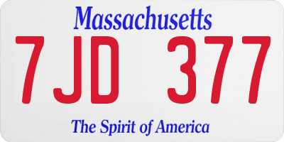 MA license plate 7JD377