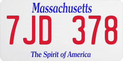 MA license plate 7JD378