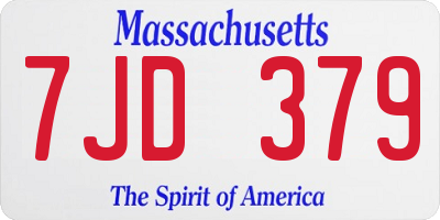 MA license plate 7JD379