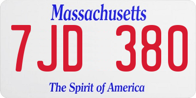 MA license plate 7JD380