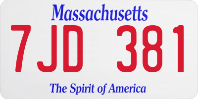 MA license plate 7JD381
