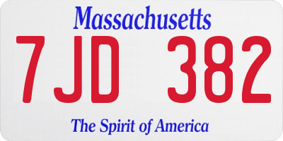 MA license plate 7JD382