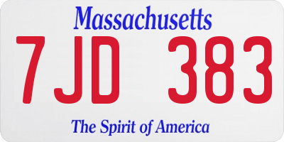 MA license plate 7JD383