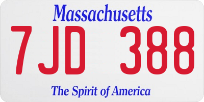 MA license plate 7JD388