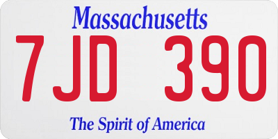 MA license plate 7JD390