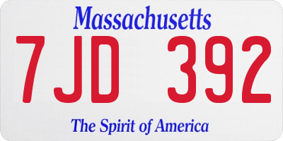 MA license plate 7JD392